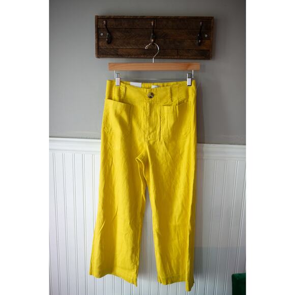 Anthropologie Colette Cropped Wide-Leg Pants Linen SIZED WRONG - Picture 1 of 3